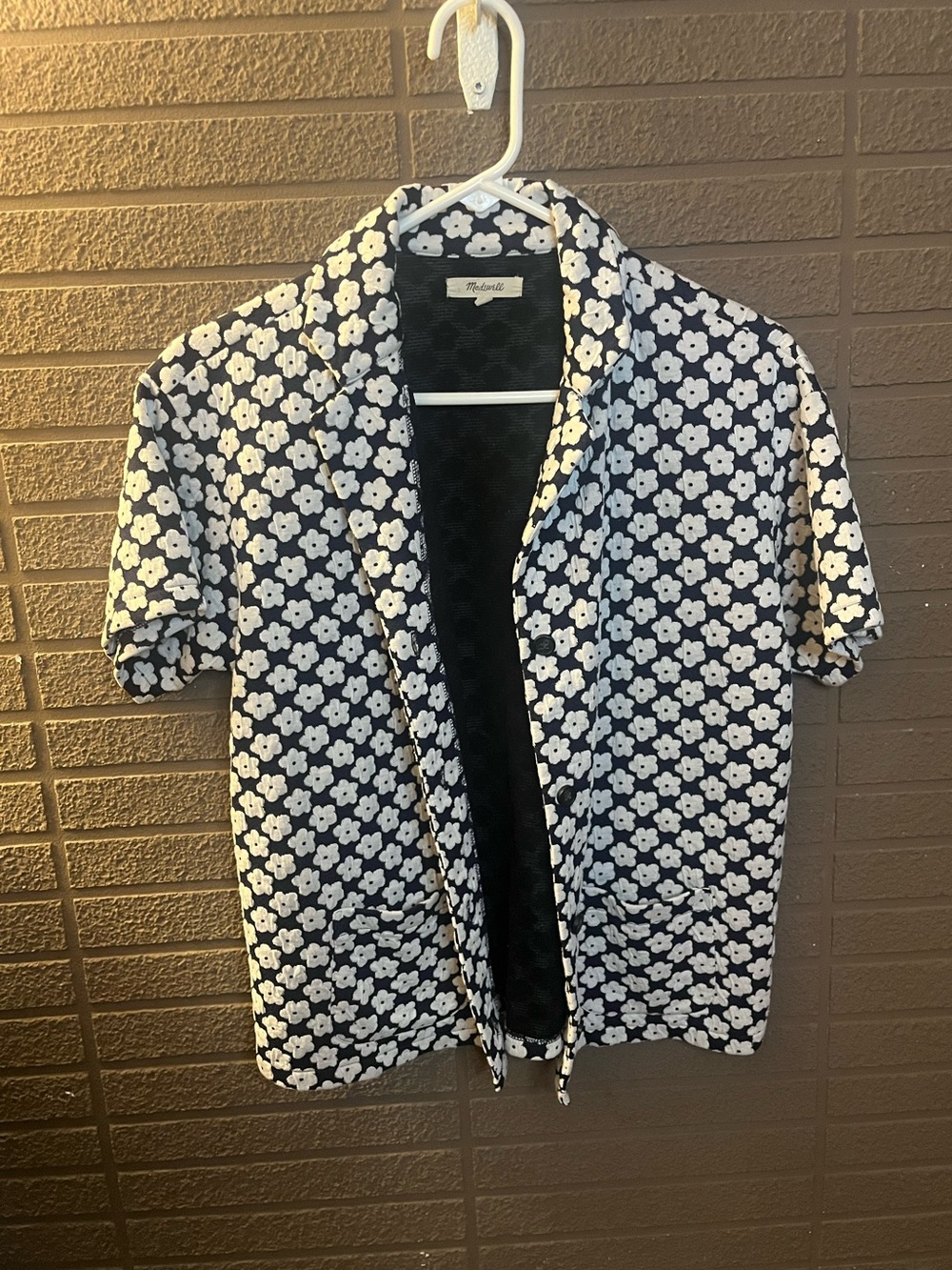 Madewell Navy White Floral Knit
Blazer Jacket Size Small